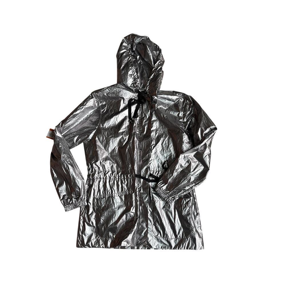 Viviane Furrier Silver Metallic Hooded Jacket